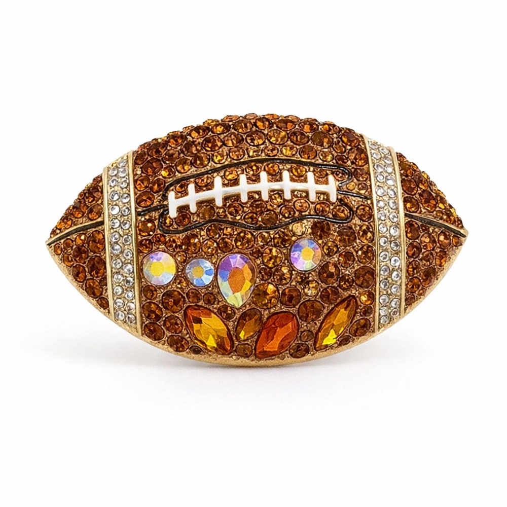 Rhinestone Football Brooch - Picture 1 of 5